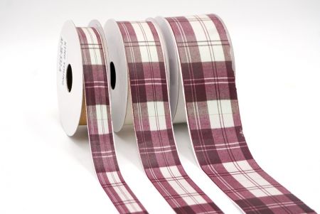 Burgunder und Creme Fensterrahmen Karomusterband_AI